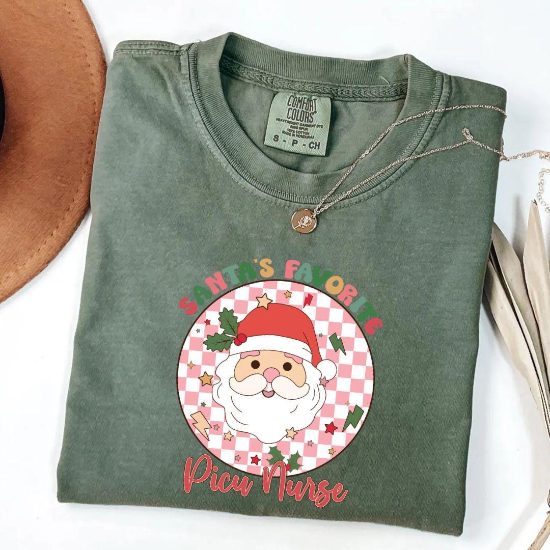PICU Christmas Shirt, PICU Nurse Shirt, Santas Favorite Nurse Shirt, Gift for PICU Nurse