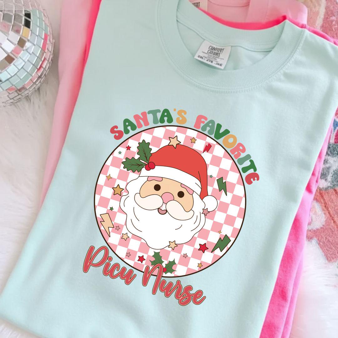PICU Christmas Shirt, PICU Nurse Shirt, Santas Favorite Nurse Shirt, Gift for PICU Nurse