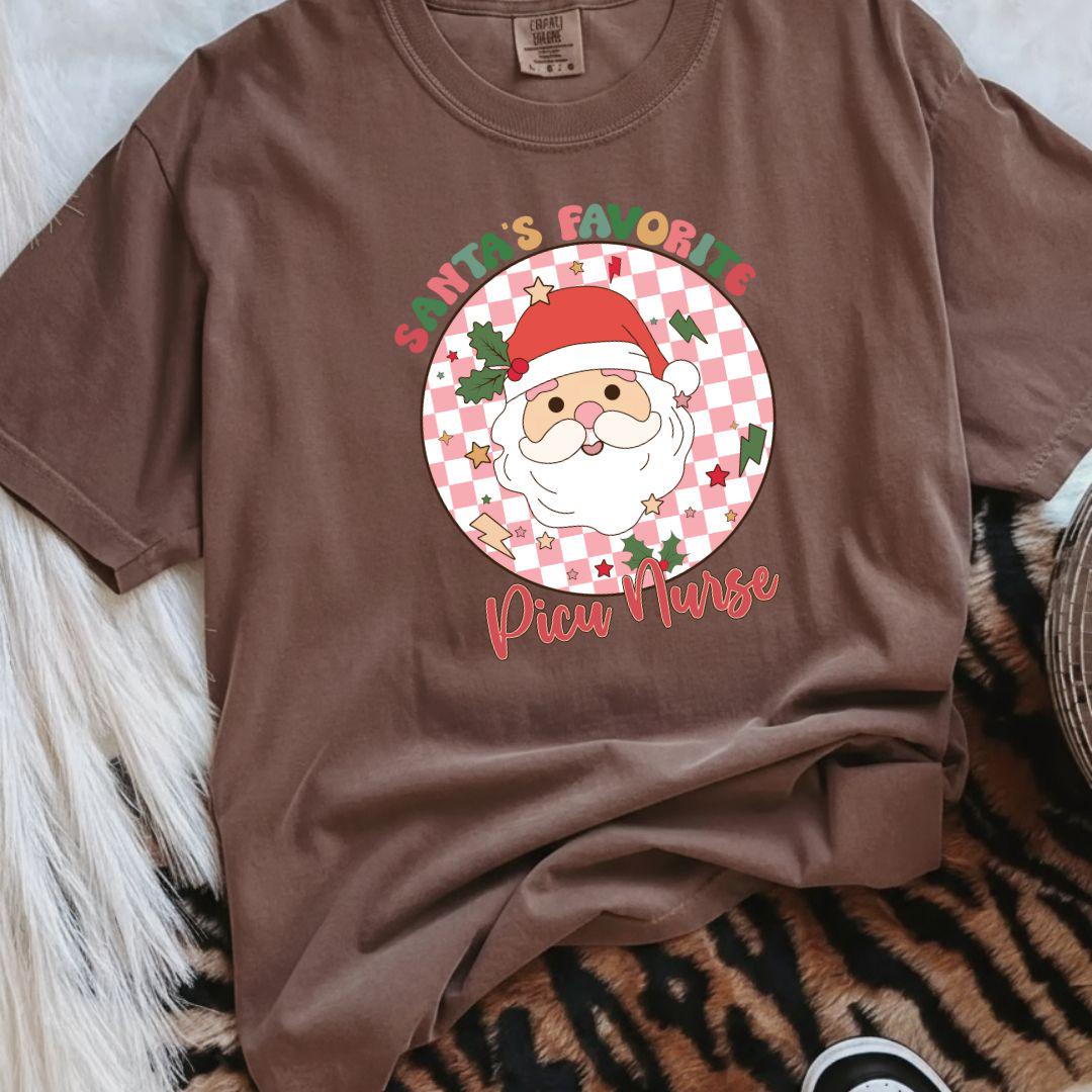 PICU Christmas Shirt, PICU Nurse Shirt, Santas Favorite Nurse Shirt, Gift for PICU Nurse