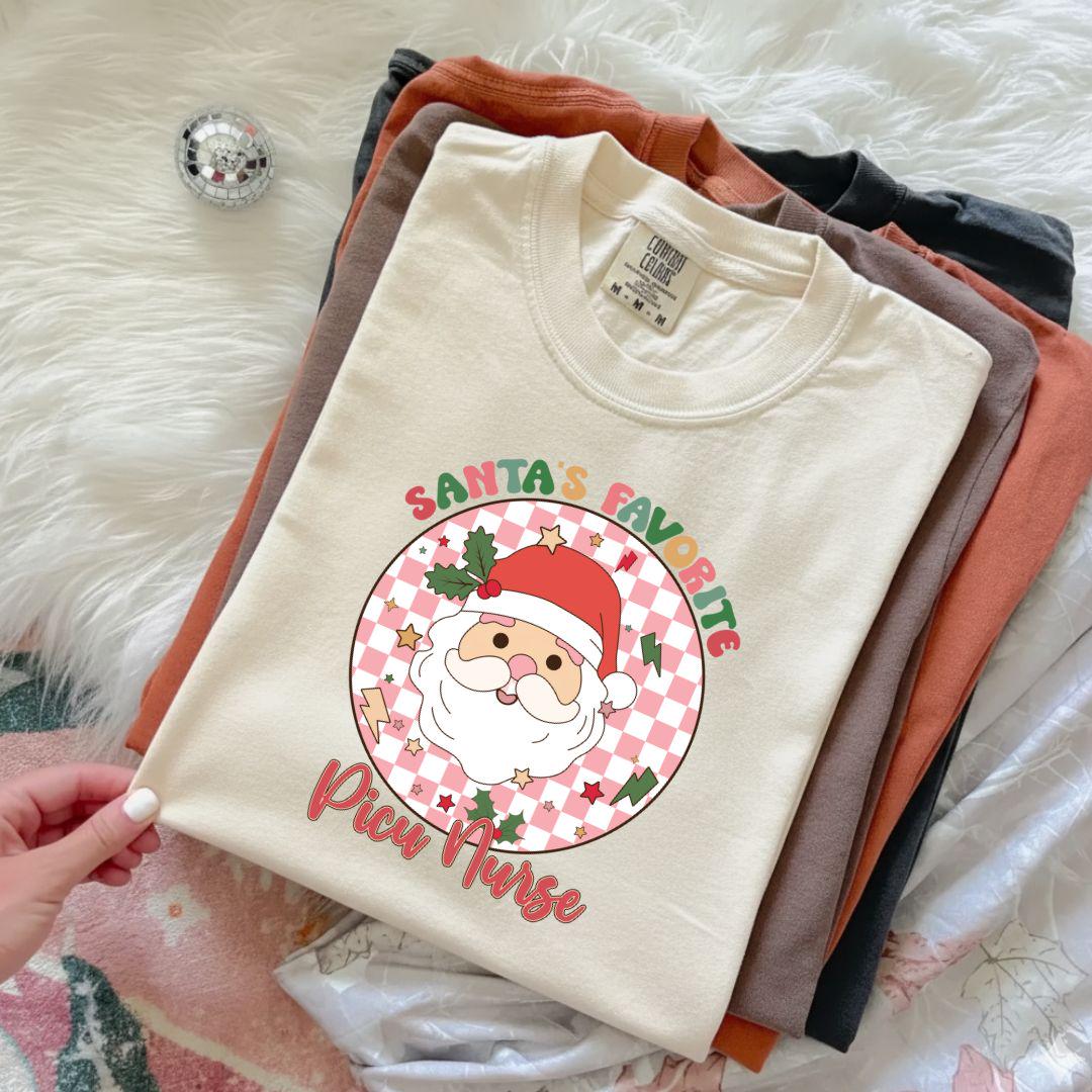 PICU Christmas Shirt, PICU Nurse Shirt, Santas Favorite Nurse Shirt, Gift for PICU Nurse