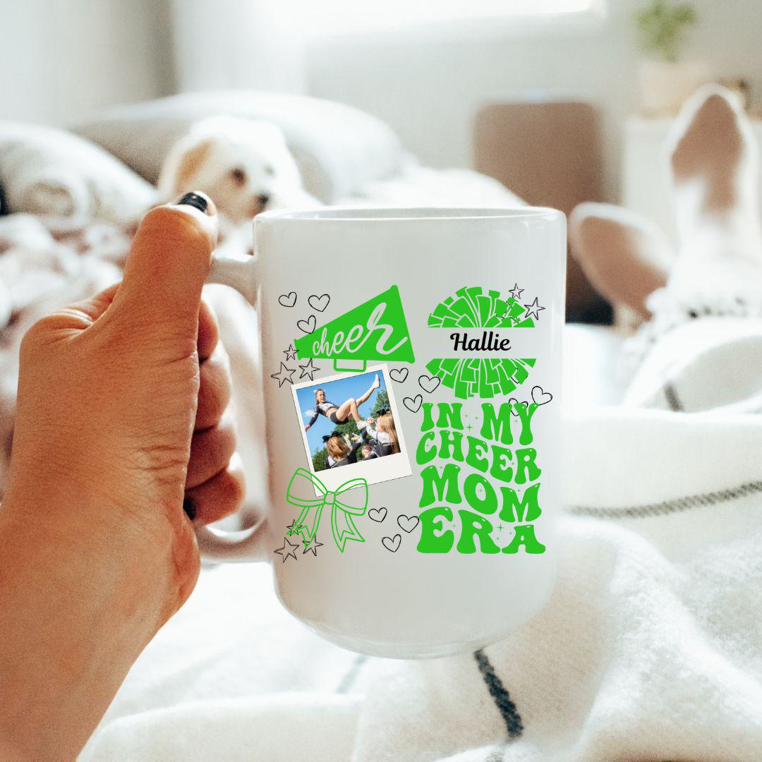 Custom Cheer Mom Coffee Mug, Cheer Mama Gift, Cheerleader Mom Personalized Coffee Cup