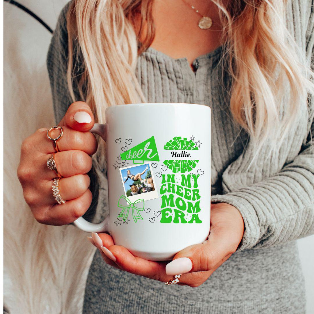 Custom Cheer Mom Coffee Mug, Cheer Mama Gift, Cheerleader Mom Personalized Coffee Cup