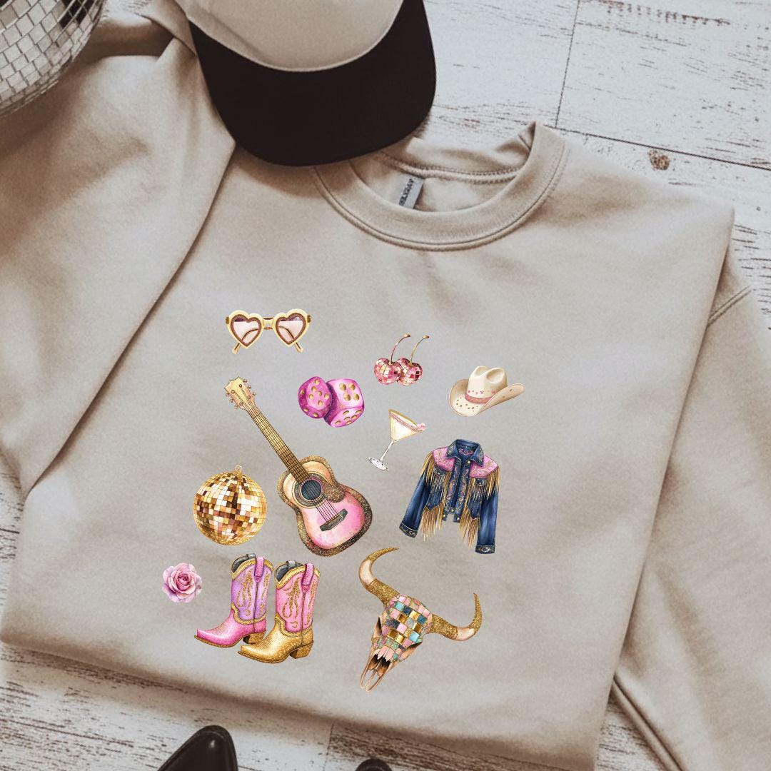 Disco Cowgirl Southern Western Sweatshirt, Pink Southern Pullover