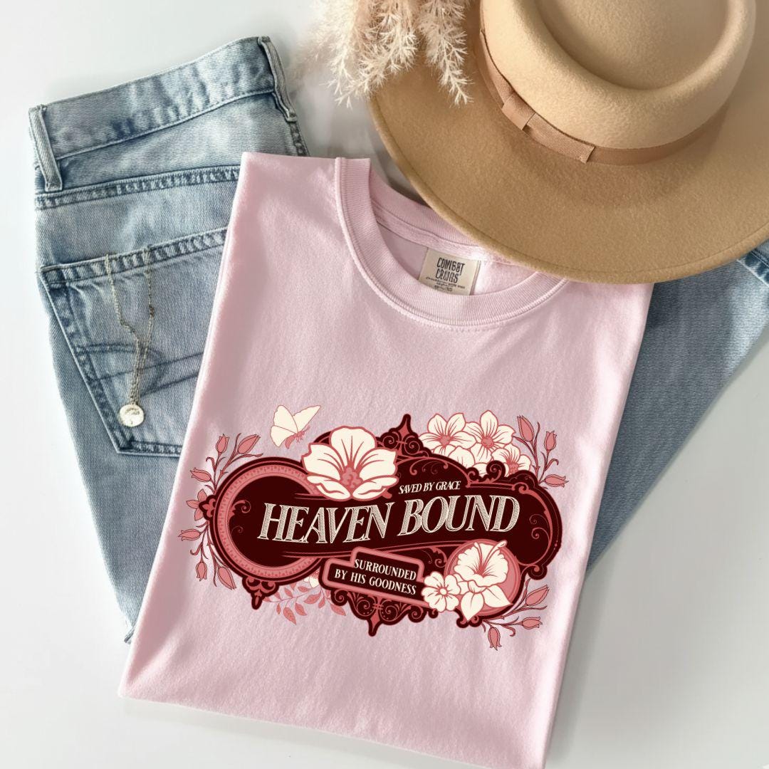 Heaven Bound Comfort Colors Shirt, Saved By Grace T-Shirt, Baptism Gift For Adult