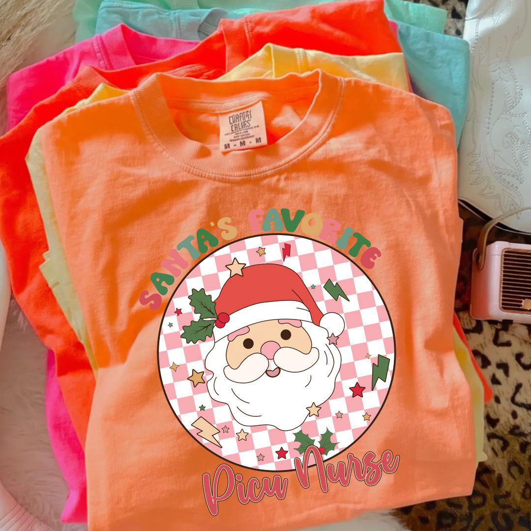 PICU Christmas Shirt, PICU Nurse Shirt, Santas Favorite Nurse Shirt, Gift for PICU Nurse