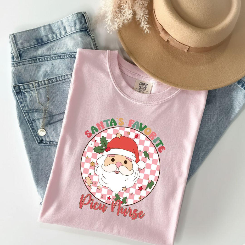 PICU Christmas Shirt, PICU Nurse Shirt, Santas Favorite Nurse Shirt, Gift for PICU Nurse