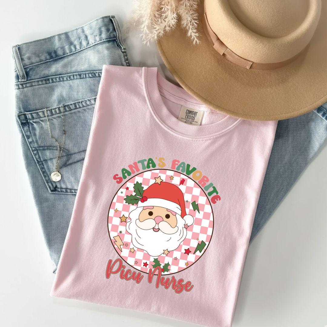 PICU Christmas Shirt, PICU Nurse Shirt, Santas Favorite Nurse Shirt, Gift for PICU Nurse