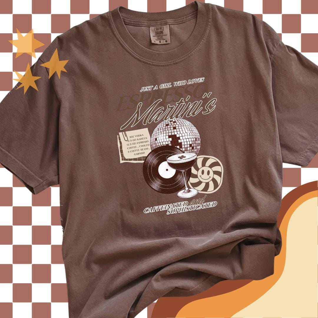 Espresso Martini Comfort Colors T-shirt, Coquette Oversized Shirt, It's Tini Time T Shirt