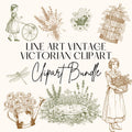 Vintage Victorian Clipart Set, Antique Clipart, Rustic Garden PNG Bundle