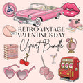 Retro Valentines Clipart Set, Vintage Valentine Clipart, Valentine PNG Bundle