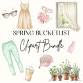 Spring Bucket List Watercolor Clipart Set, Spring Fashion Clipart, Watercolor Spring PNG