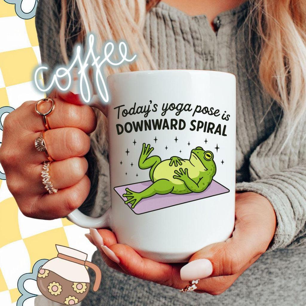 Funny Yoga Coffee Mug, Gift For Yoga Teacher, Frog Lover Coffee Cup