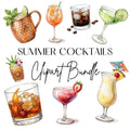 Summer Cocktails Clipart Set, Watercolor Drinks Clipart, Espresso Martini PNG