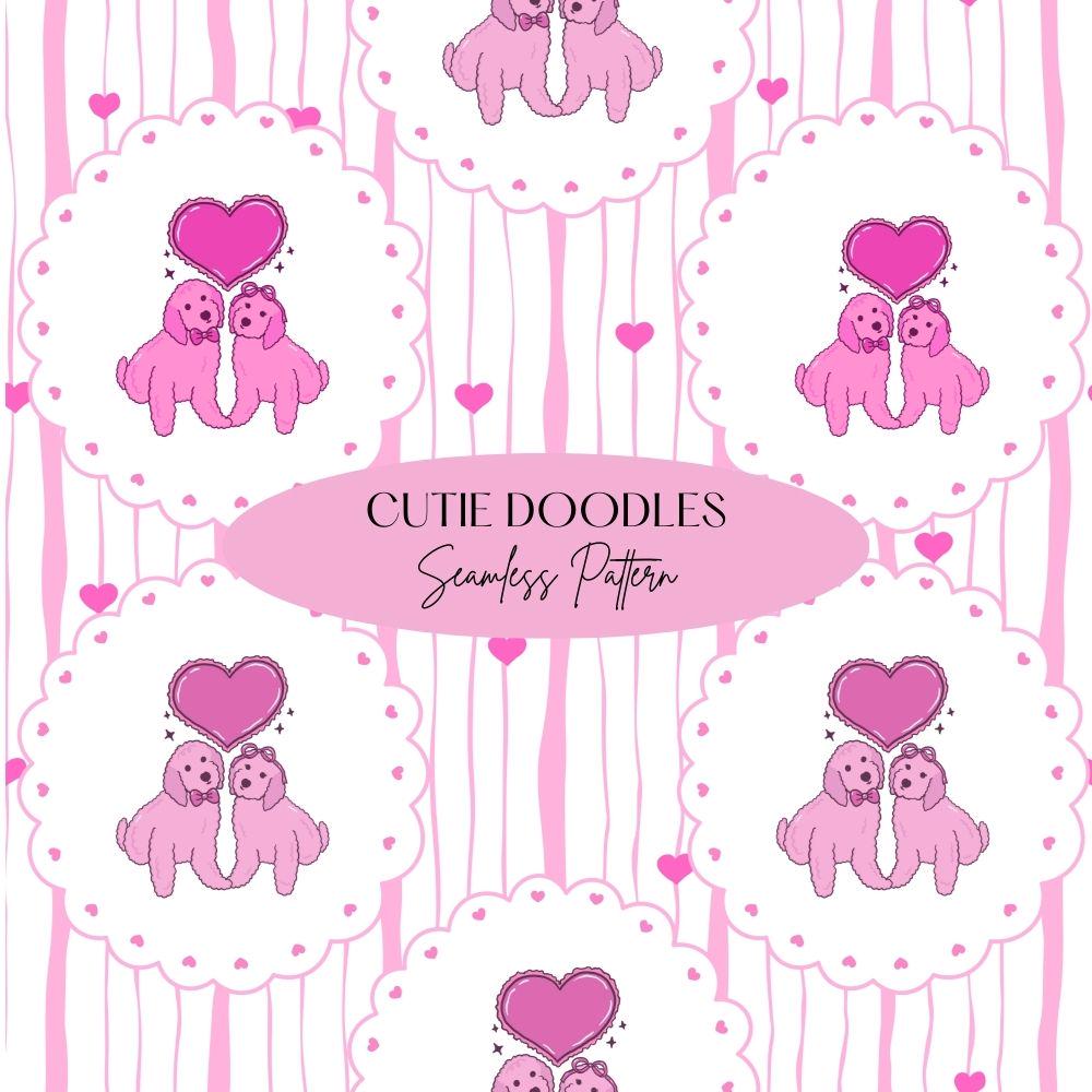 Goldendoodle Seamless Design, Preppy Valentine Pattern, Coquette Dog Seamless Pattern