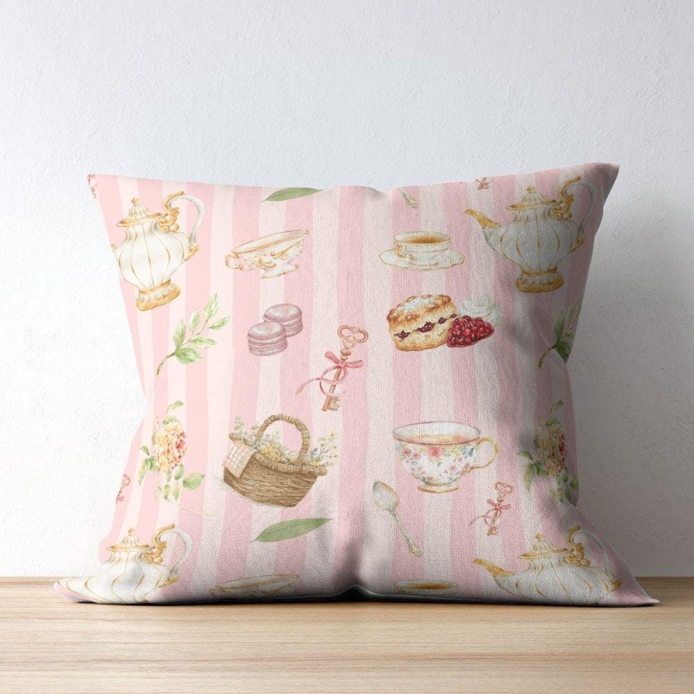 Tea Party Seamless Design, Watercolor Coquette Pattern, French Tea Time Seamless Pattern