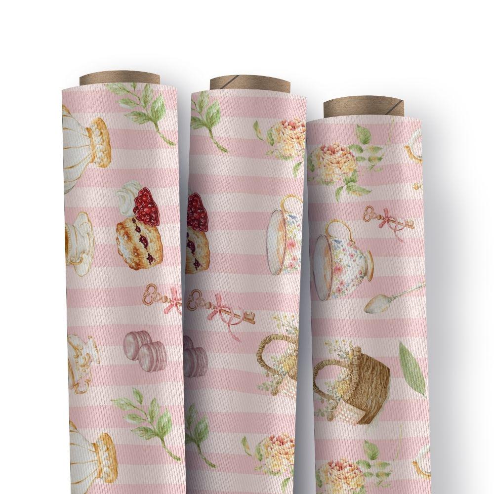 Tea Party Seamless Design, Watercolor Coquette Pattern, French Tea Time Seamless Pattern