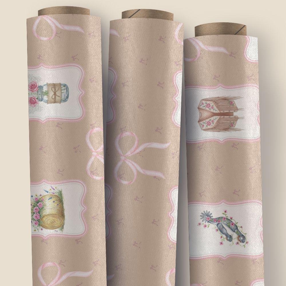 Spring Cowgirl Seamless Design, Watercolor Western Pattern, Cowgirl Coquette Seamless Pattern