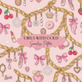 Girly Charms Seamless Design, Cute Bracelet Pattern, Girly Coquette Y2K Seamless Pattern
