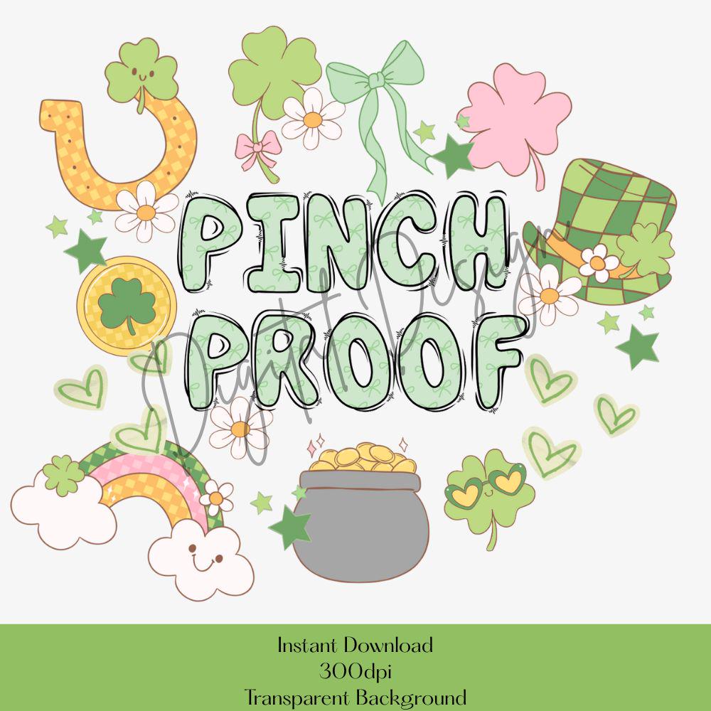 St. Patricks Day PNG, Pinch Proof Digital Design, Shamrock Doodle PNG