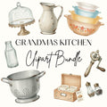 Grandma's Kitchen Clipart Set, Cozy Kitchen Clipart, Watercolor Baking PNG