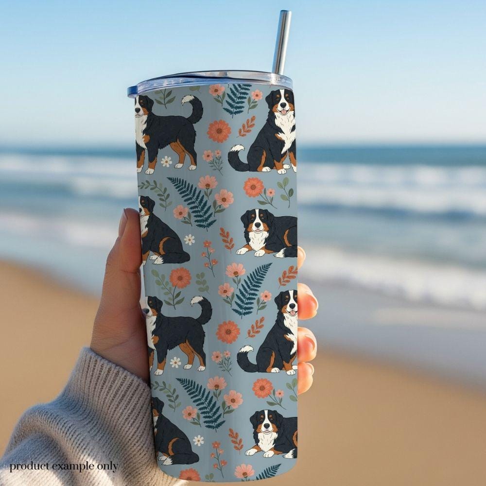 Bernese Mountain Dog Seamless Design, Berner Dog Pattern, Swiss Mountain Dog Seamless Pattern
