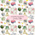Grandmillenial Lifestyle Seamless Design, Preppy Coquette Pattern, Floral French Fabric Pattern