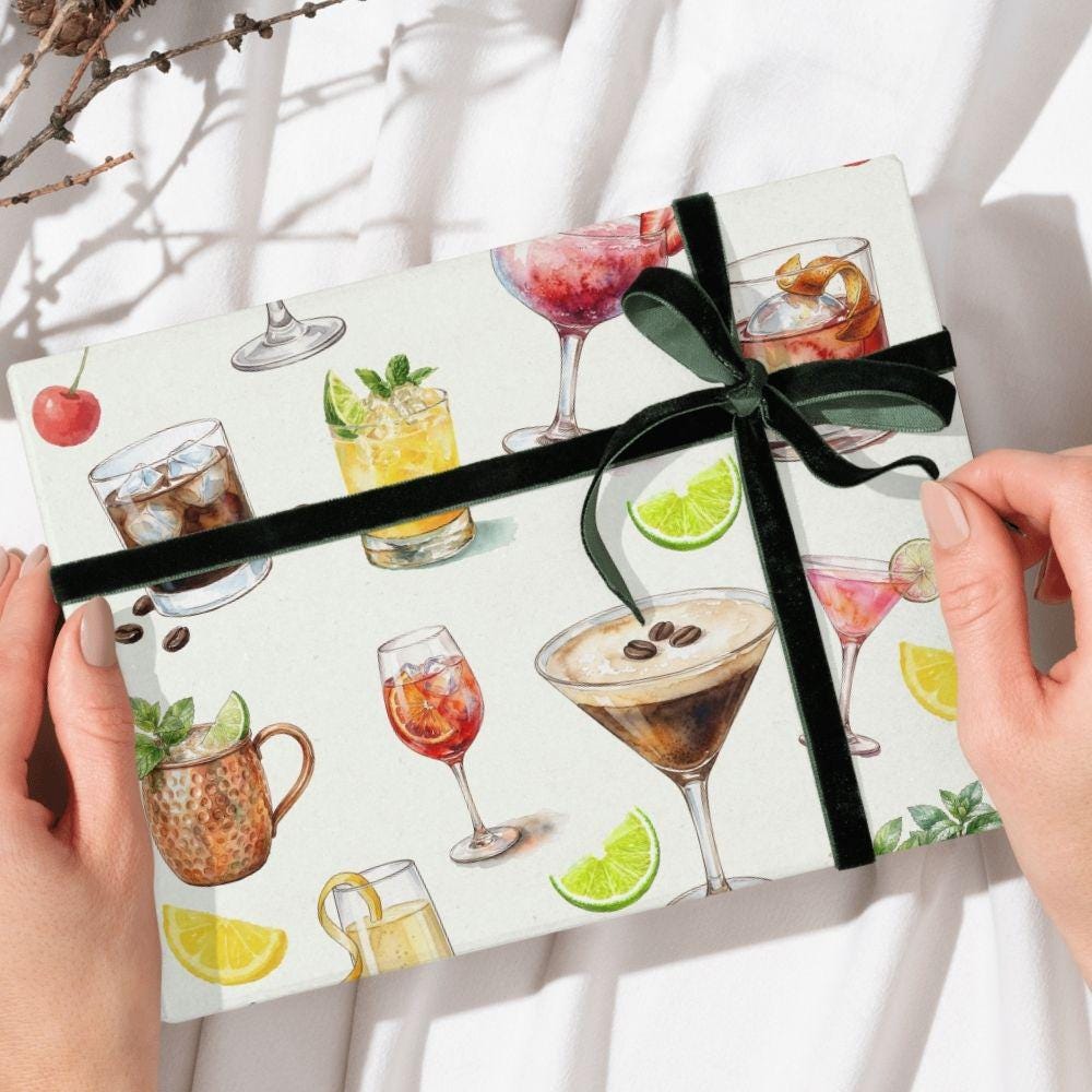 Summer Cocktails Seamless Design, Watercolor Bar Drinks Pattern, Girly Cocktail Art