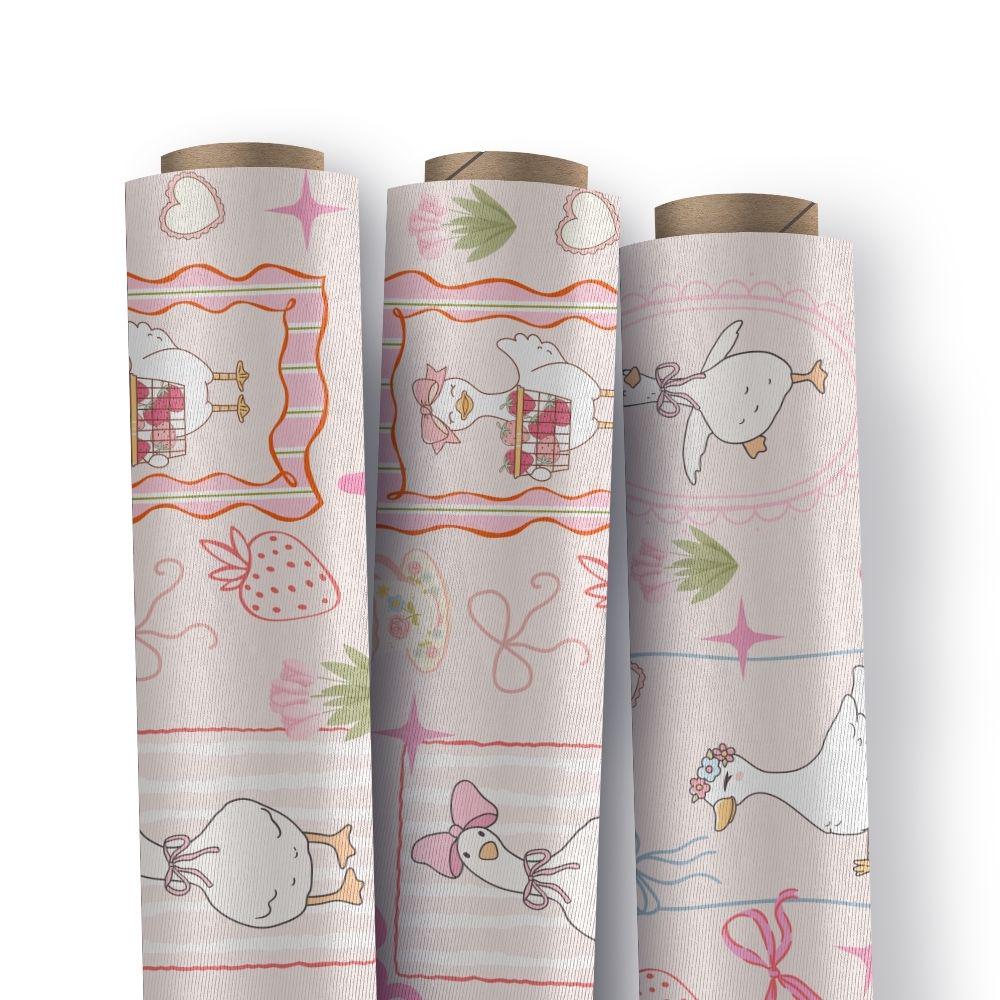Silly Goose Seamless Design, Preppy Coquette Pattern, Girly Goose Seamless Pattern