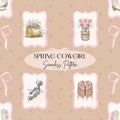 Spring Cowgirl Seamless Design, Watercolor Western Pattern, Cowgirl Coquette Seamless Pattern