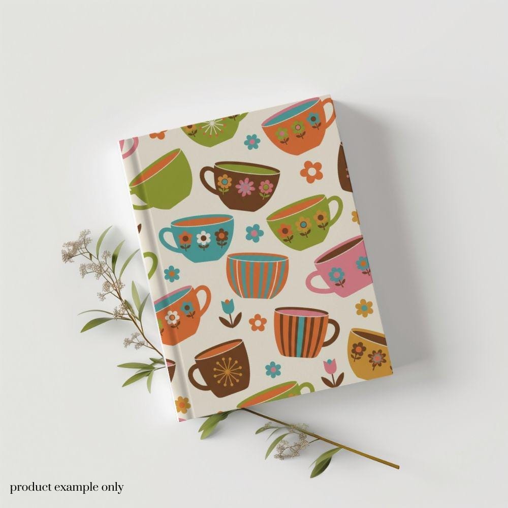 Vintage Coffee Mugs Seamless Design, Retro Repeating Pattern, Retro Maximalism Seamless Pattern