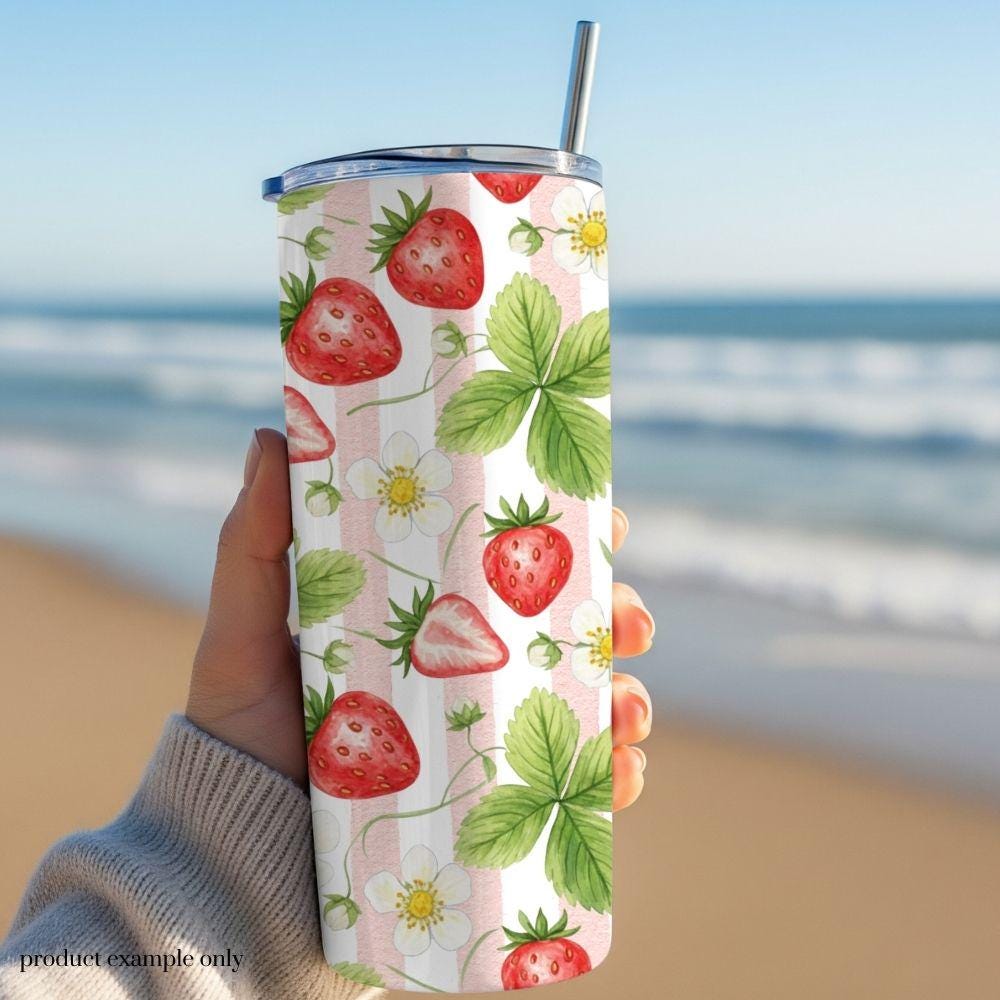 Strawberrry Seamless Design, Fruit Pattern, Summer Seamless Pattern
