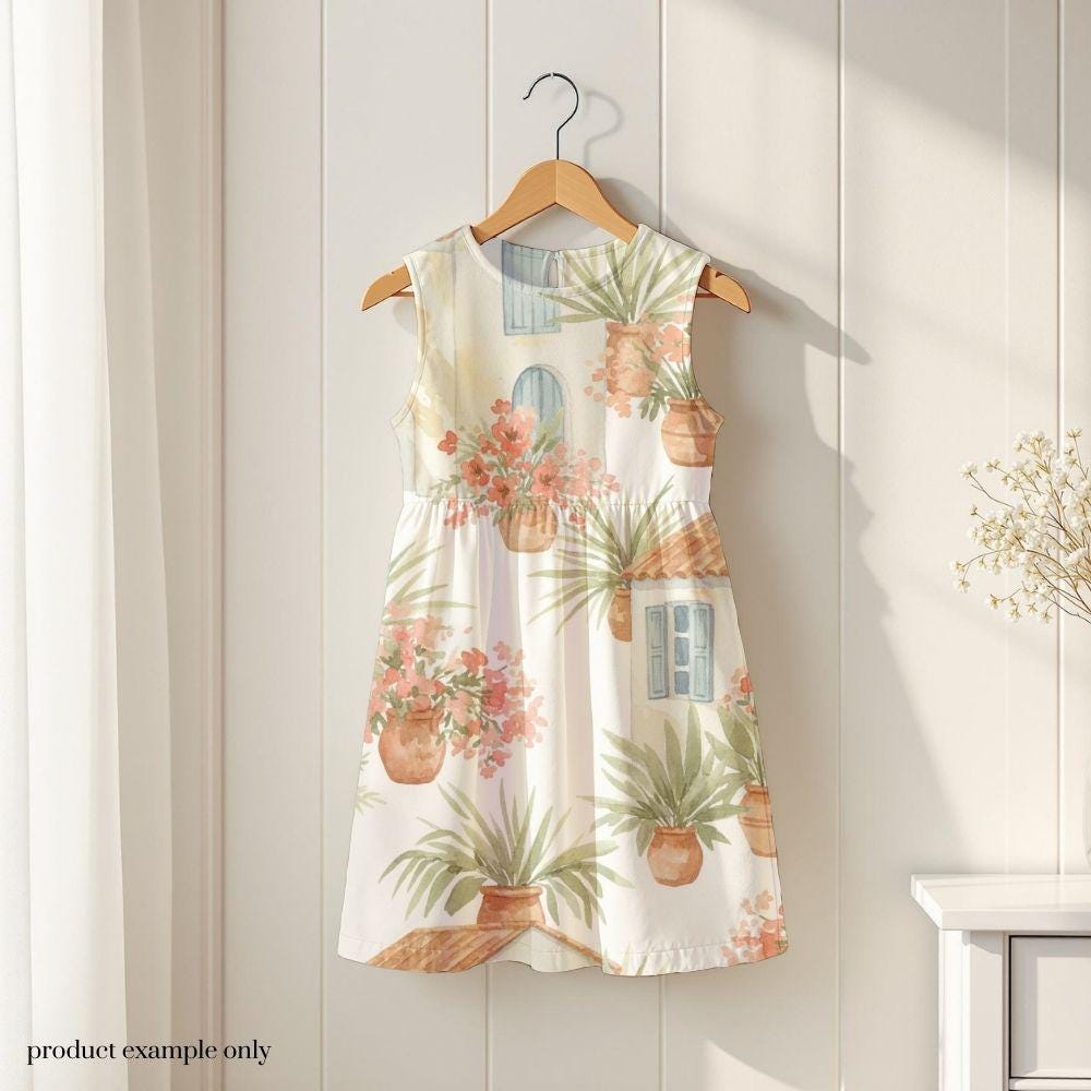 Mediterranian Vacation Seamless Design, Tropical Coast Pattern, Santorini Seamless Pattern