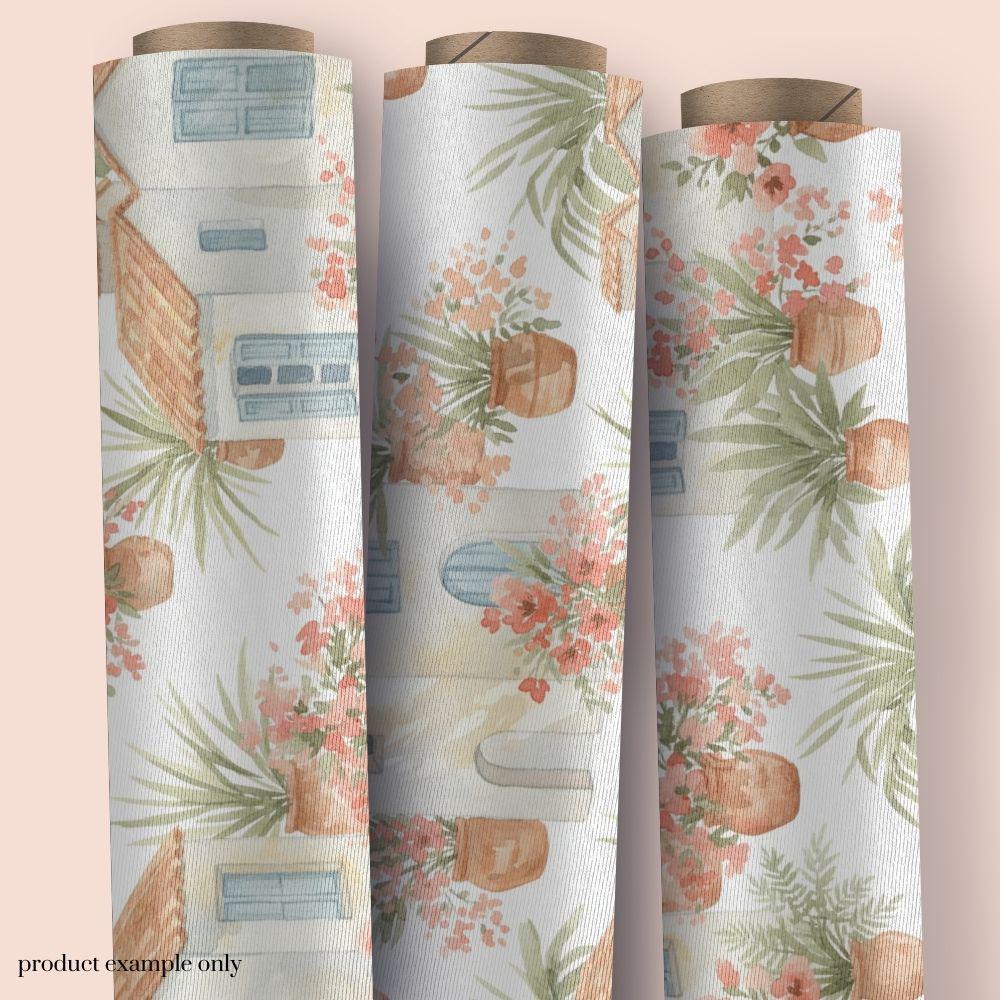 Mediterranian Vacation Seamless Design, Tropical Coast Pattern, Santorini Seamless Pattern