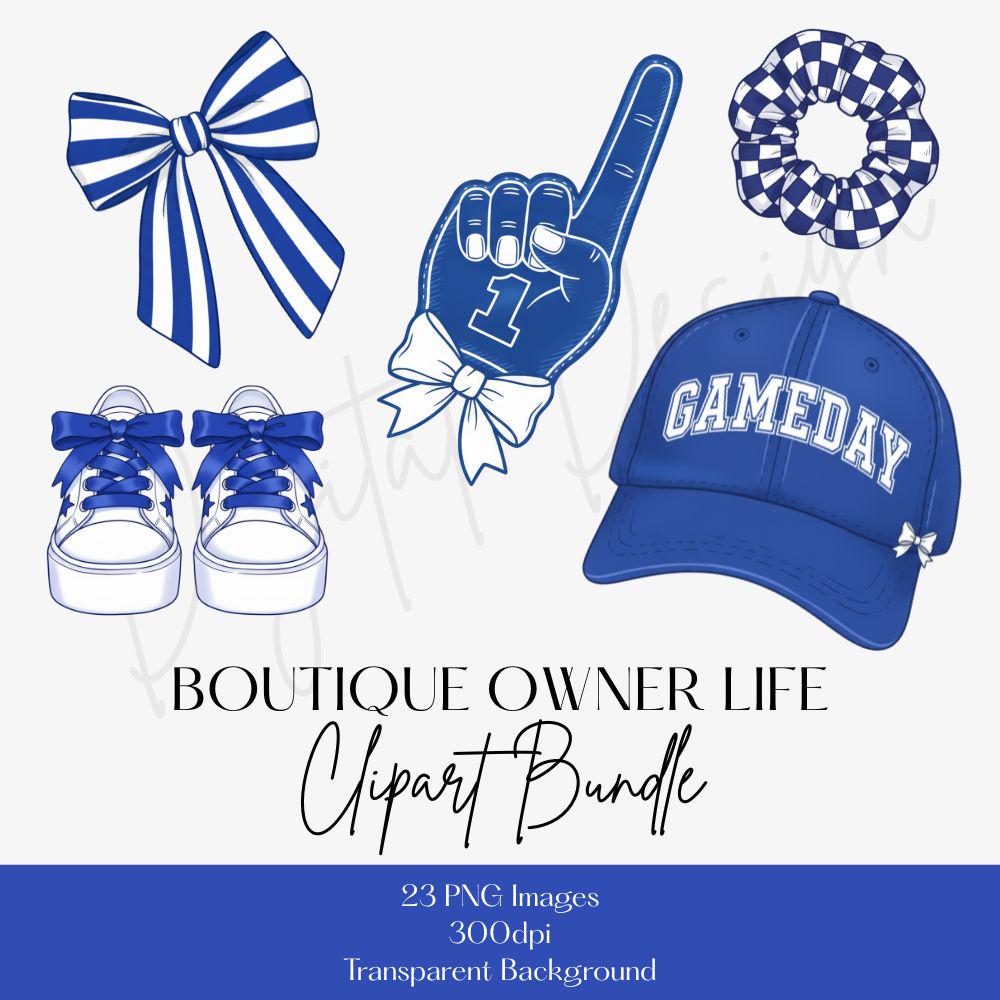 Royal Blue Gameday Clipart Bundle, College Gameday PNG, Trendy Gameday