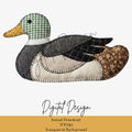 Faux Patchwork Mallard Duck PNG, Duck Digital Design, Quilted Duck PNG