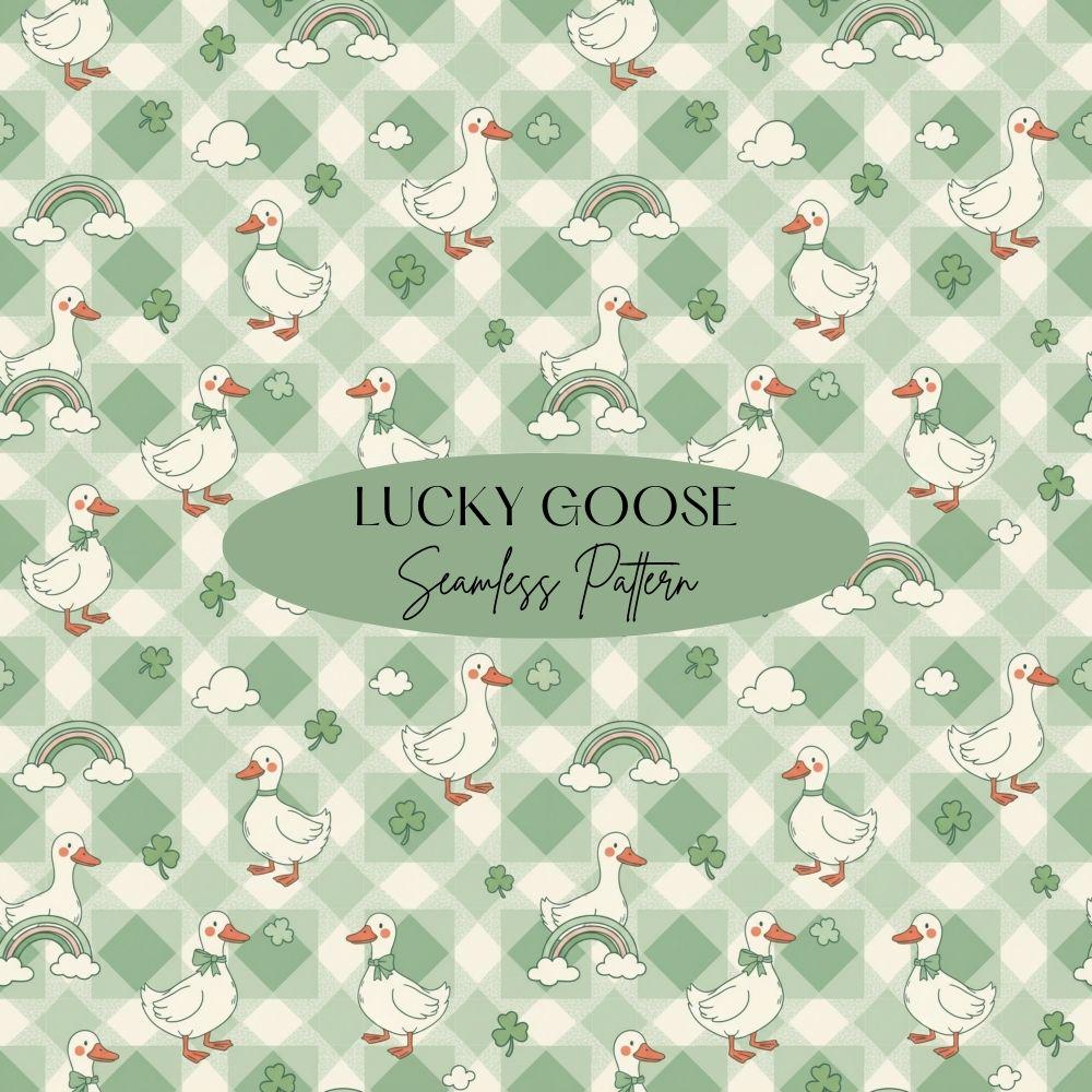 Lucky Goose Seamless Design, St. Patricks Day Pattern, Silly Goose Seamless Pattern