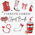 Red and Black Gameday Clipart Bundle, College Gameday PNG, Trendy Gameday Digital Design