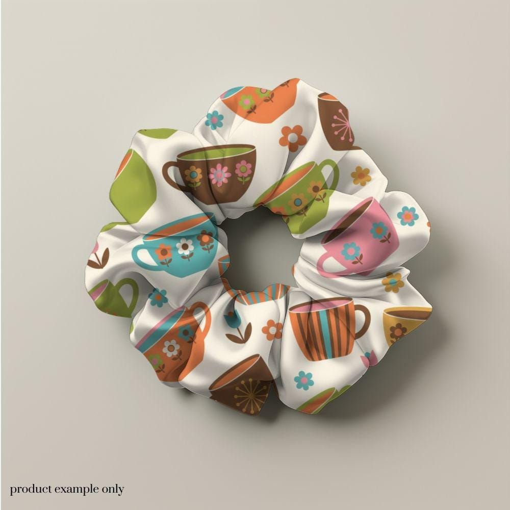Vintage Coffee Mugs Seamless Design, Retro Repeating Pattern, Retro Maximalism Seamless Pattern