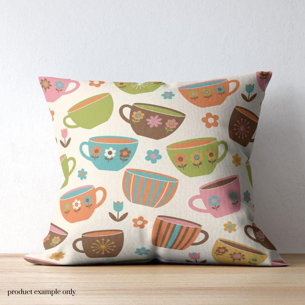 Vintage Coffee Mugs Seamless Design, Retro Repeating Pattern, Retro Maximalism Seamless Pattern