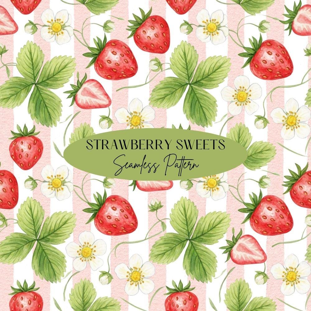 Strawberrry Seamless Design, Fruit Pattern, Summer Seamless Pattern