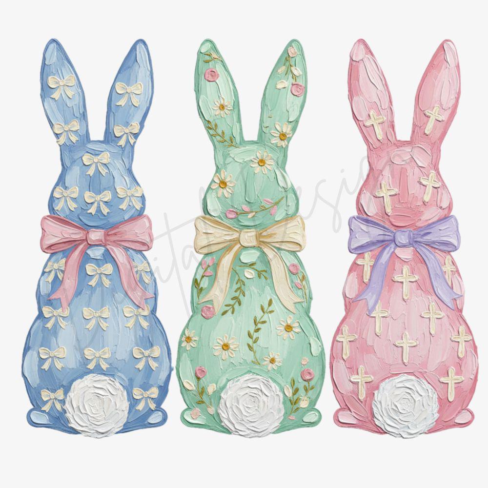 Faux Painted Easter PNG,  Faux Easter Bunny Design, Pastel Easter Bunny PNG