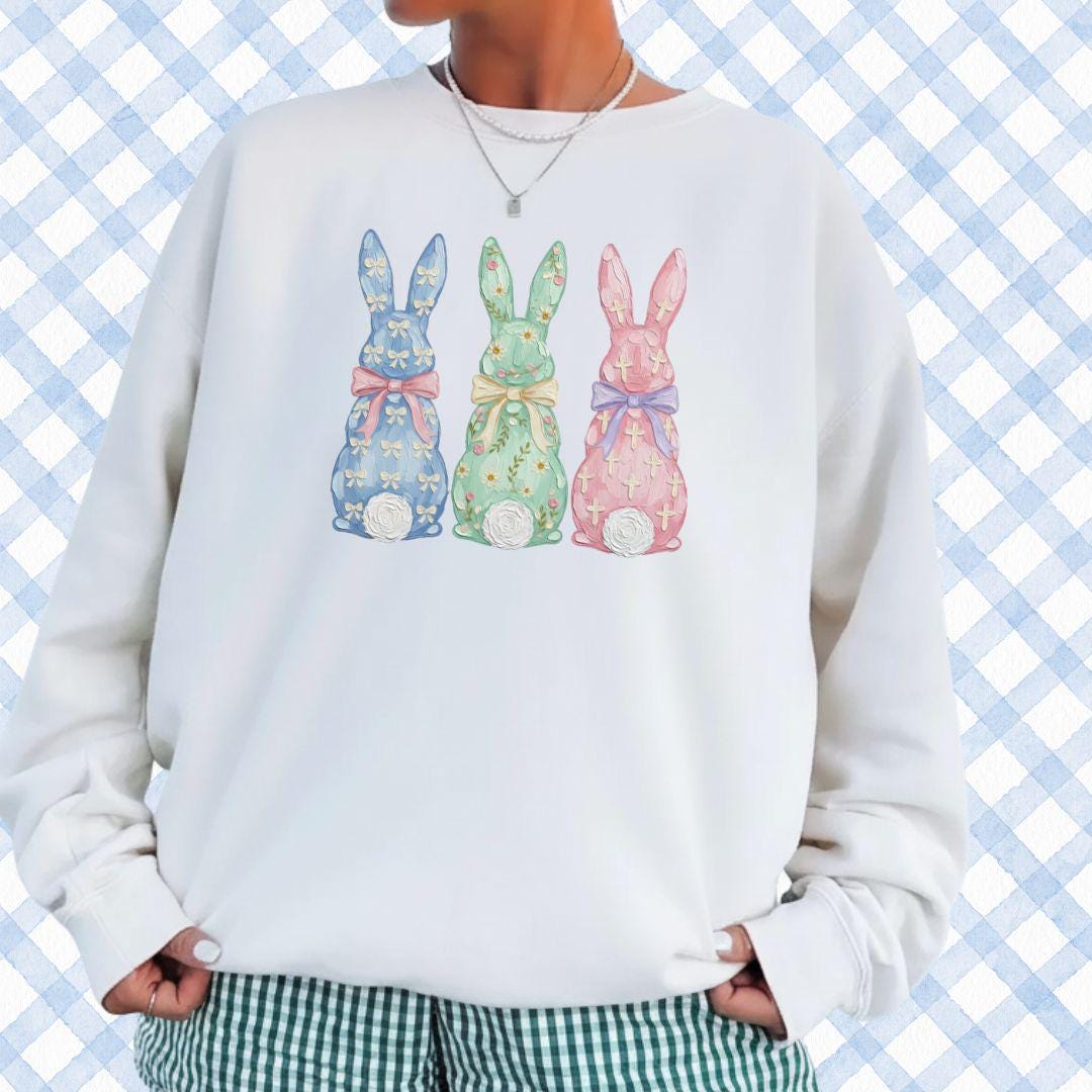 Faux Painted Easter PNG,  Faux Easter Bunny Design, Pastel Easter Bunny PNG