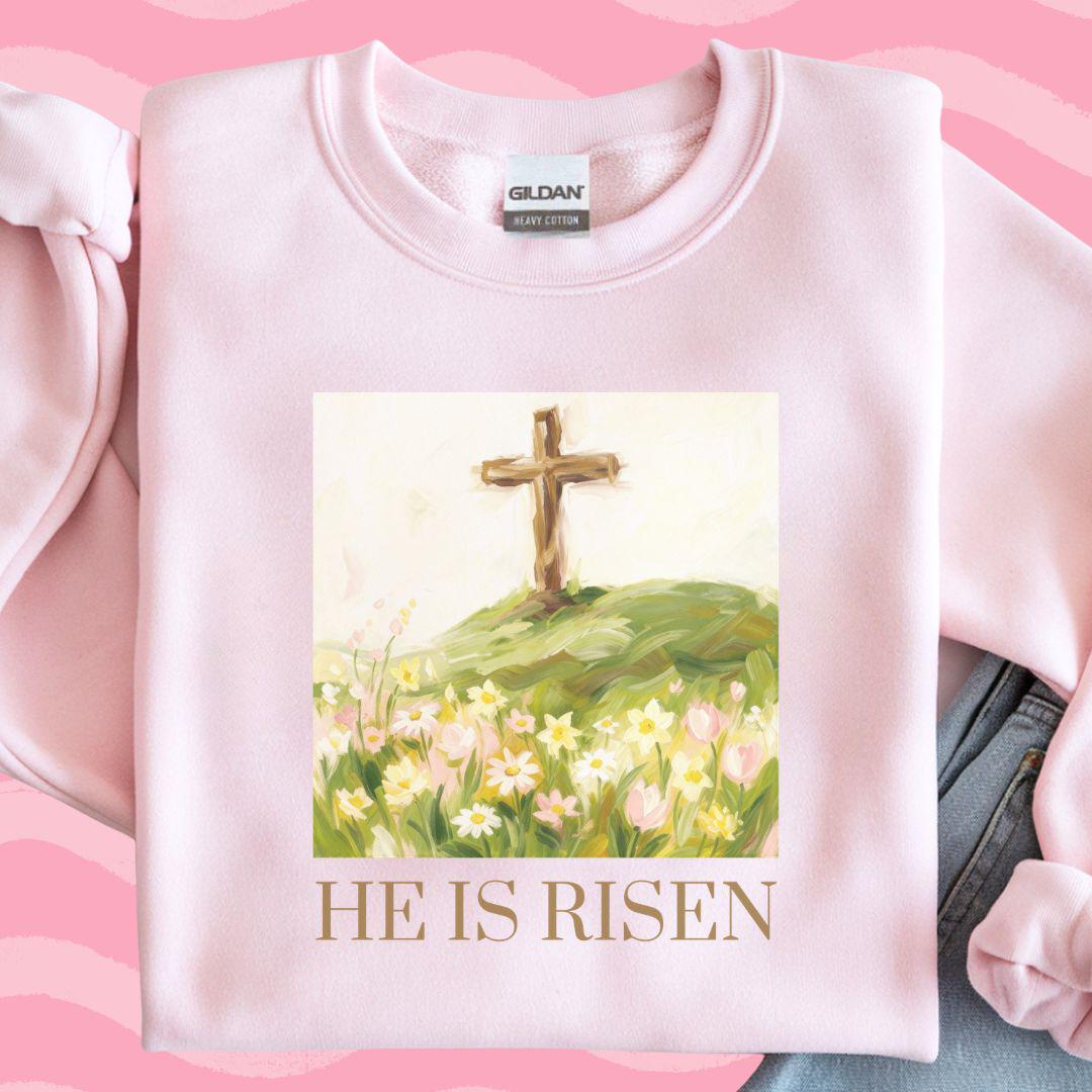 He Is Risen PNG, Brushstroke Easter PNG, Christian Easter Png, Easter Spring Png, He Is Not Here Png