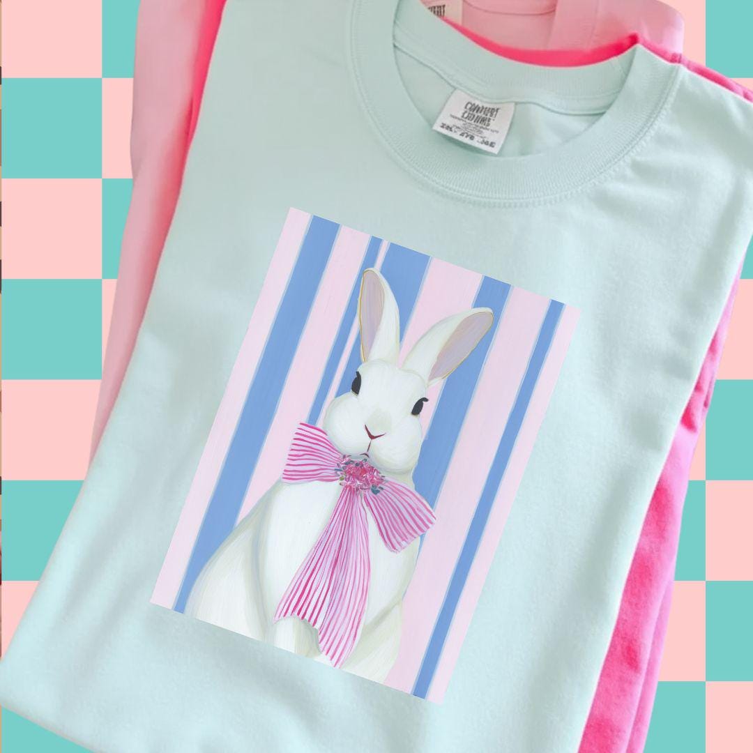 Faux Painted Easter PNG,  Faux Easter Bunny Design, Pastel Easter Bunny PNG, Brushstroke Easter Png, Grandmillenial Easter Design