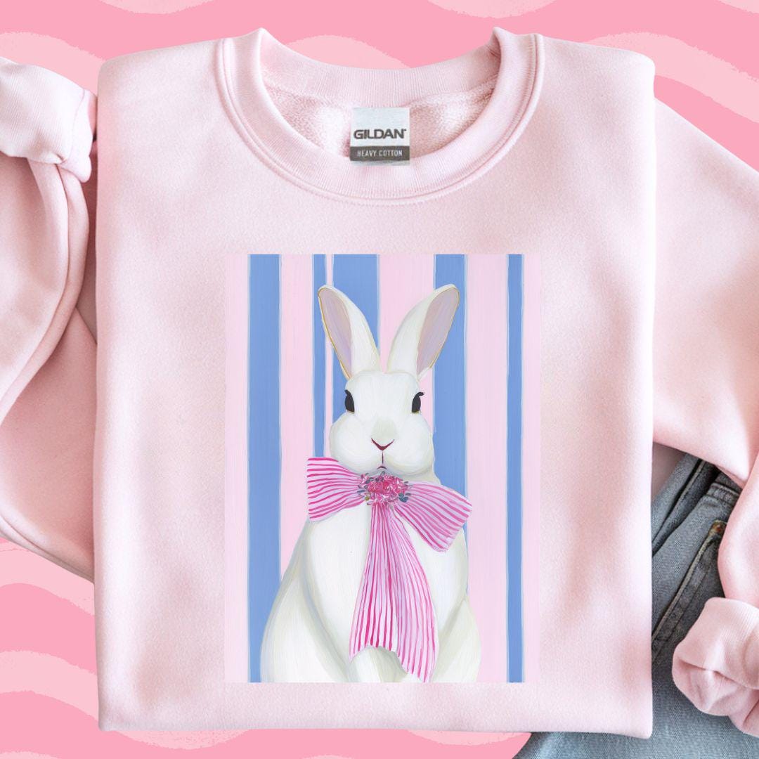 Faux Painted Easter PNG,  Faux Easter Bunny Design, Pastel Easter Bunny PNG, Brushstroke Easter Png, Grandmillenial Easter Design