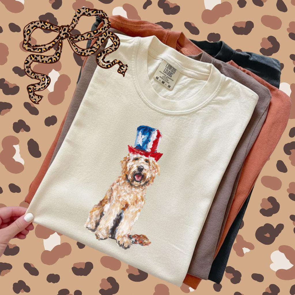 Goldendoodle PNG, Brushstroke July 4th Png, Independence Day Png, Fourth of July Design, Faux Painting Png, Doodle Mom Png