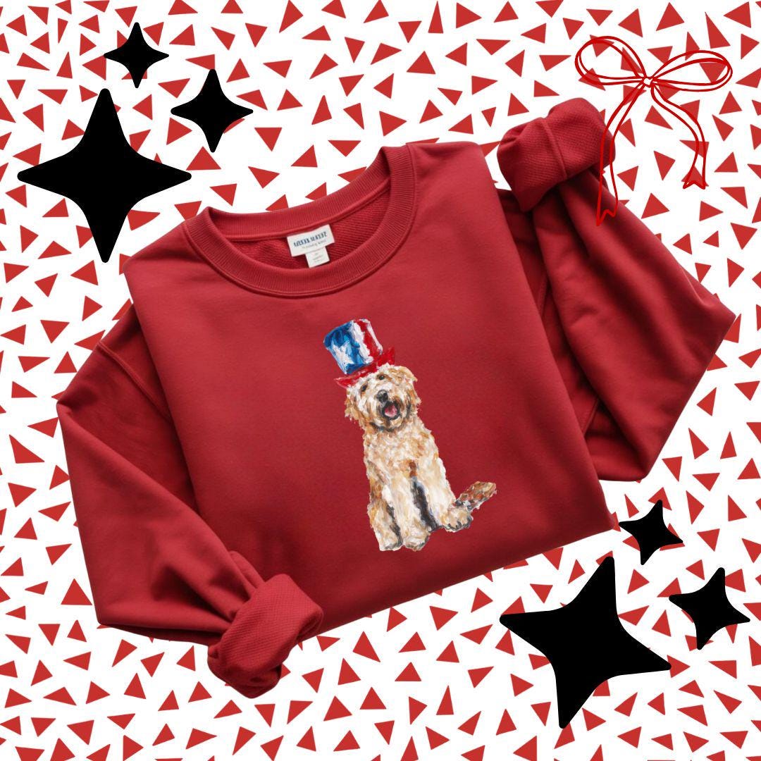 Goldendoodle PNG, Brushstroke July 4th Png, Independence Day Png, Fourth of July Design, Faux Painting Png, Doodle Mom Png