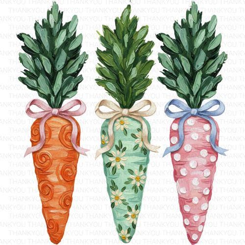 Faux Painted Easter PNG,  Faux Easter Carrots Design, Pastel Easter PNG
