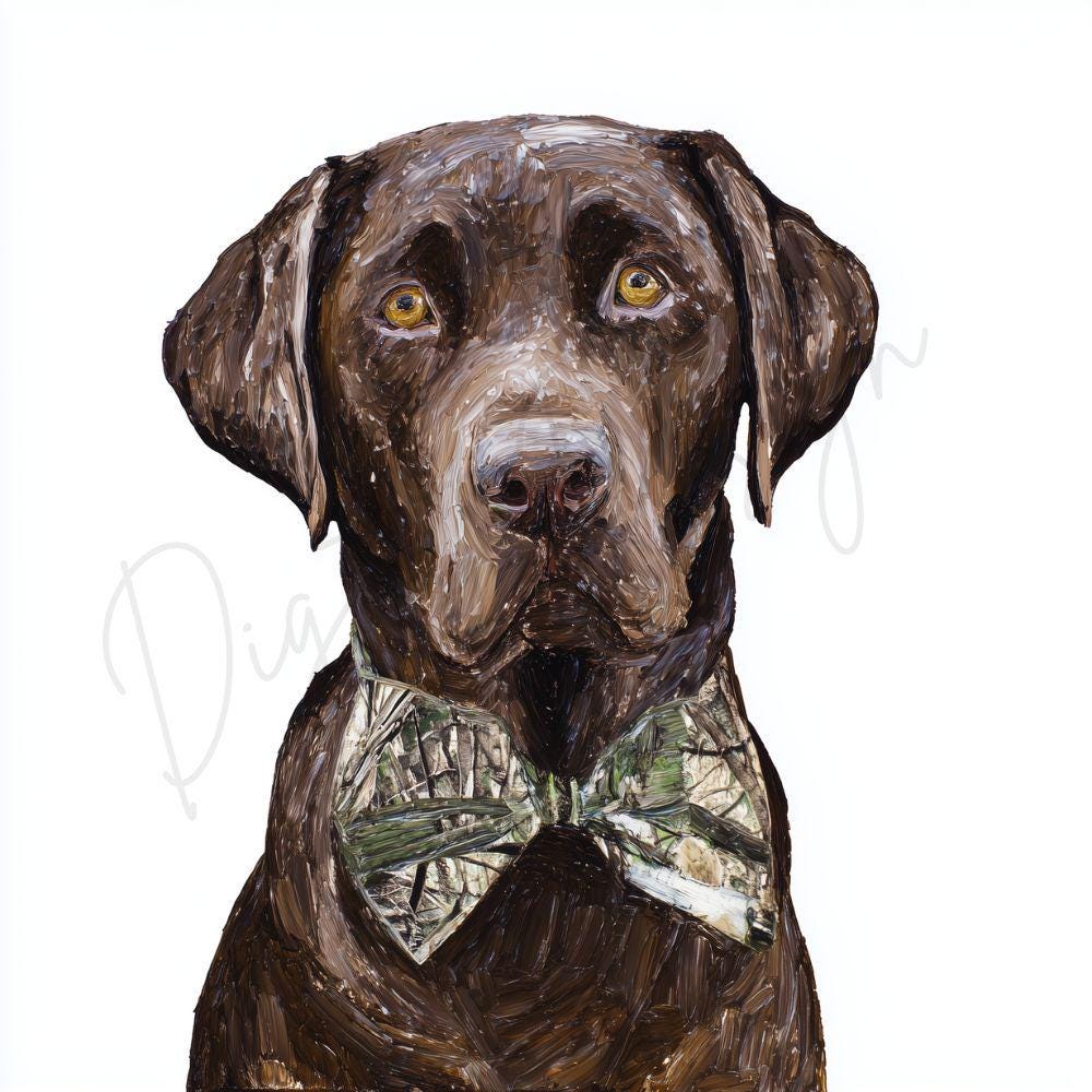 Chocolate Lab PNG, Brushstroke Camo Png, Hunting Dog Png, Labrador Design, Faux Painting Png