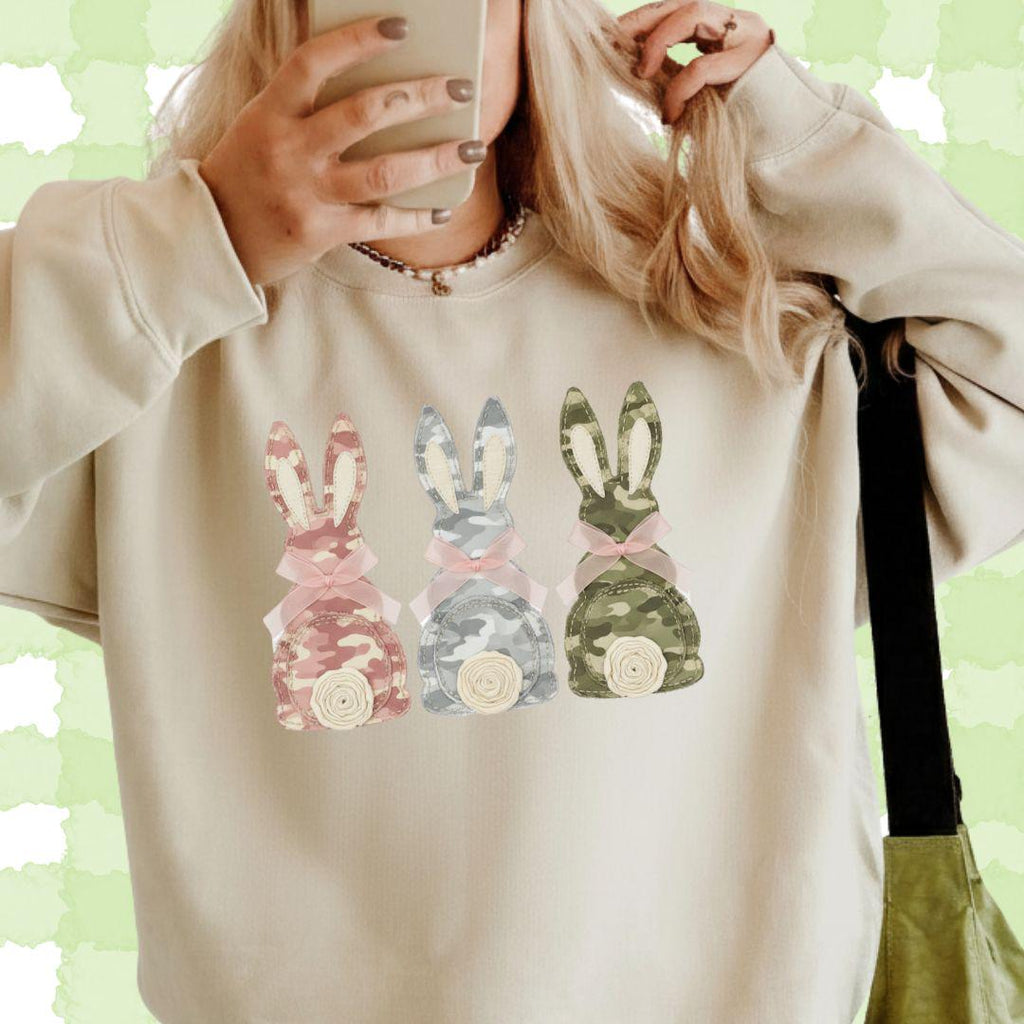 Faux Patchwork Easter PNG,  Faux Easter Bunny Design, Camo Easter Bunny PNG
